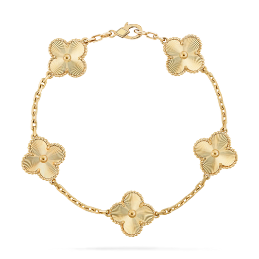 RayRay Clover Bracelet - Gold Guilloché