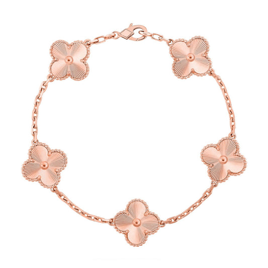 RayRay Clover Bracelet - Rose Gold Guilloché