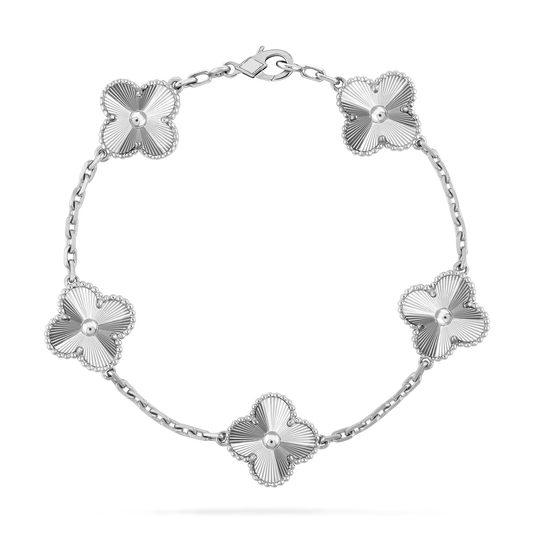 RayRay Clover Bracelet - Sliver Guilloché