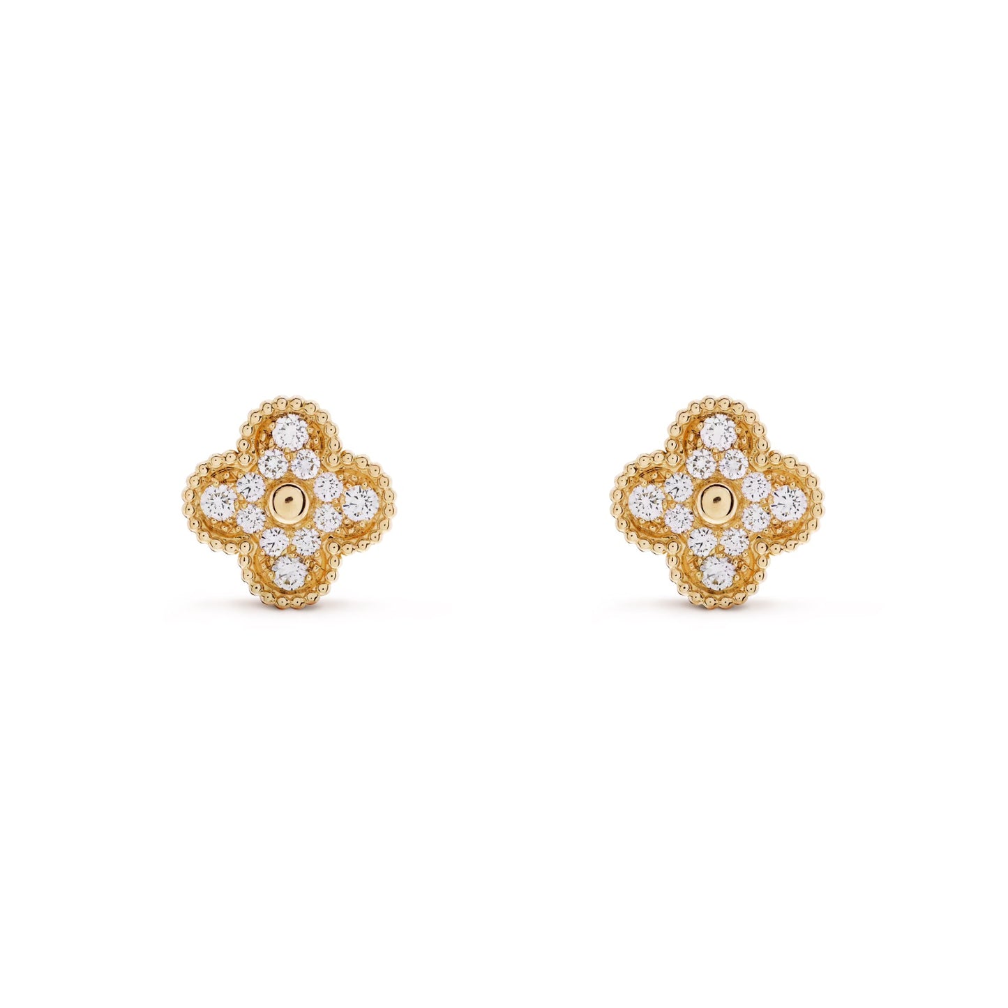 RayRay Full Zircon Clover Earrings - Gold