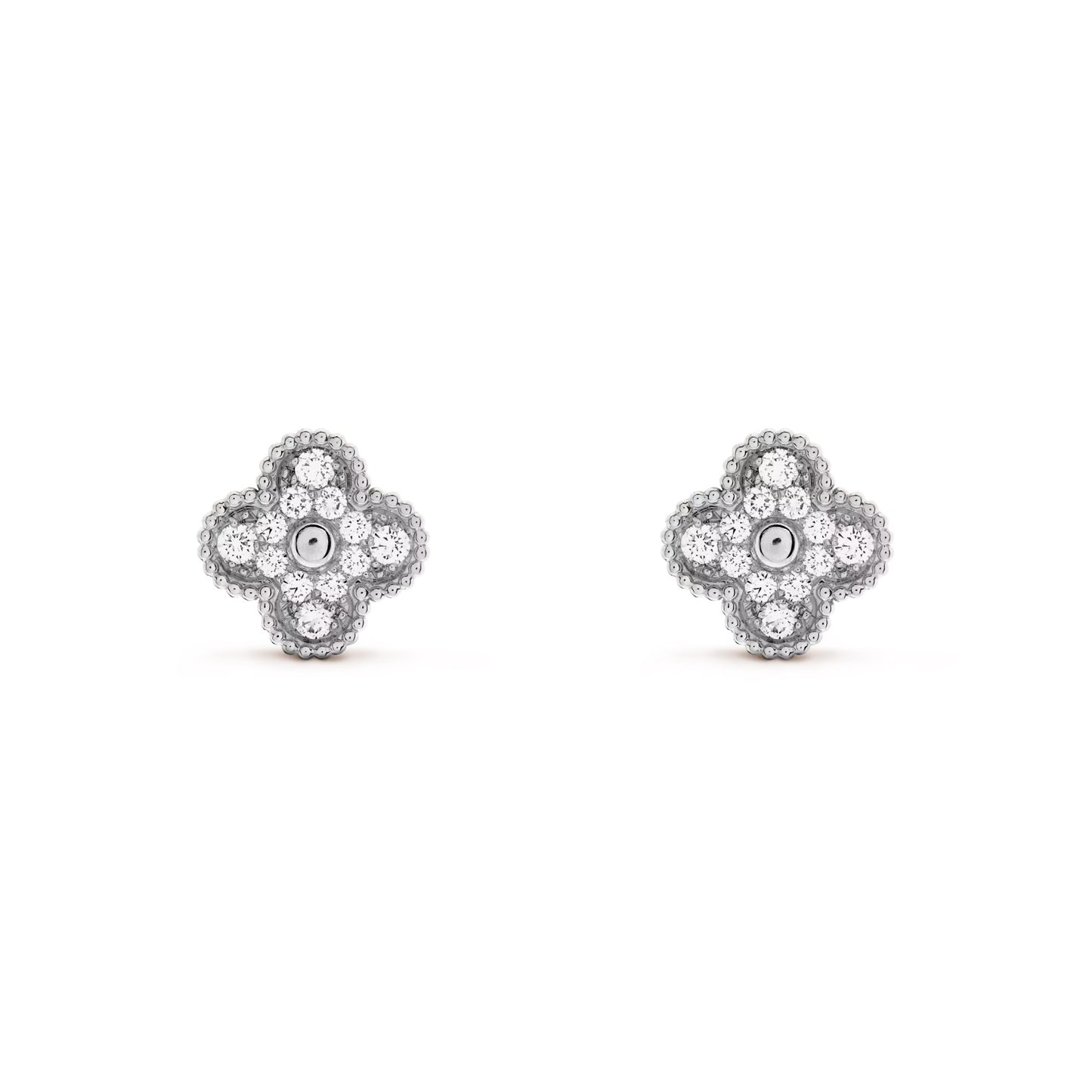 RayRay Full Zircon Clover Earrings - Sliver