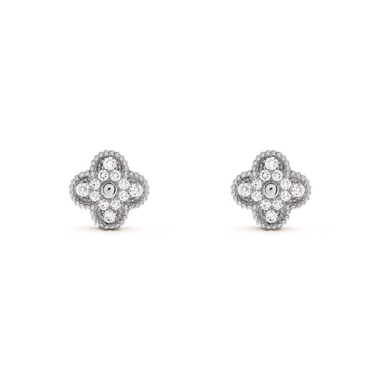 RayRay Full Zircon Clover Earrings - Sliver