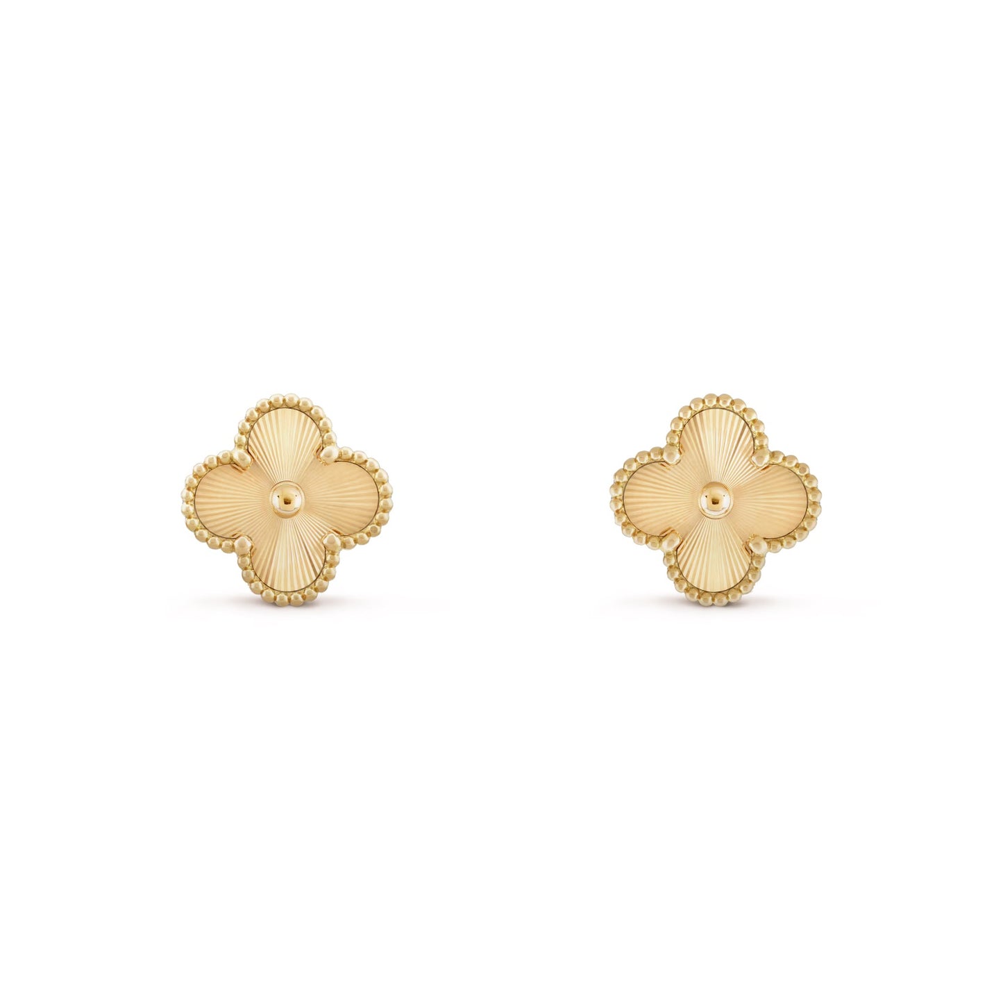 RayRay Clover Earrings - Gold Guilloché