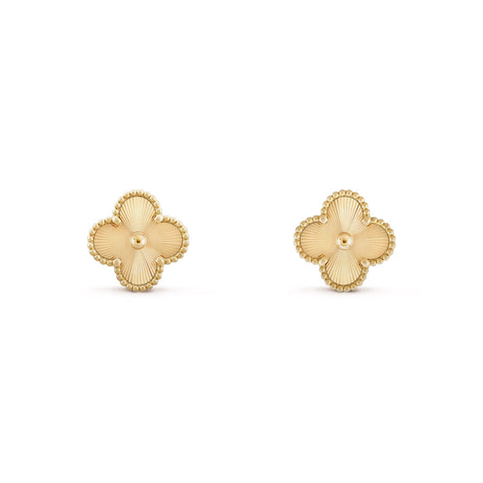 RayRay Clover Earrings - Gold Guilloché