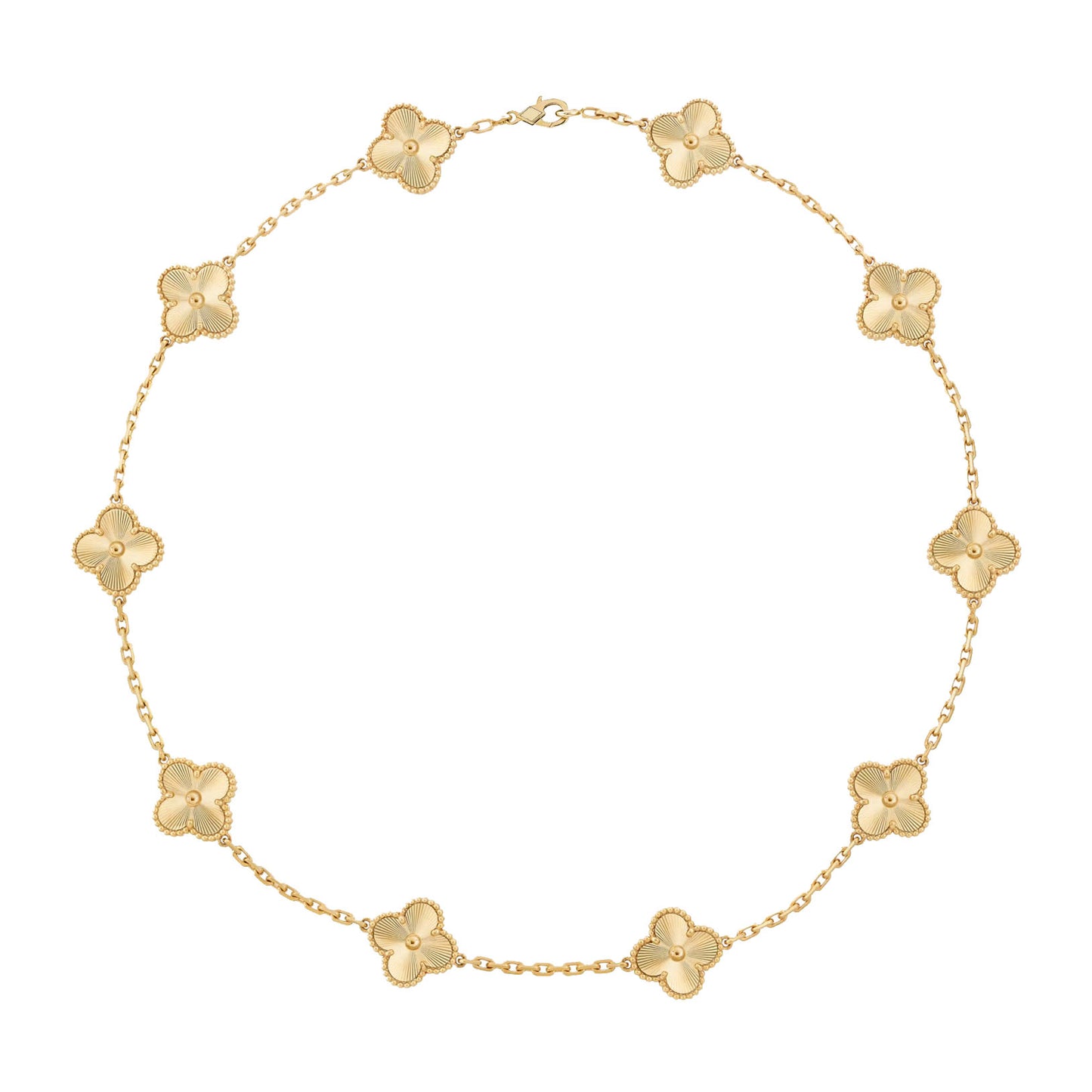 Eliph Multi Clover Necklace - Gold Guilloché.