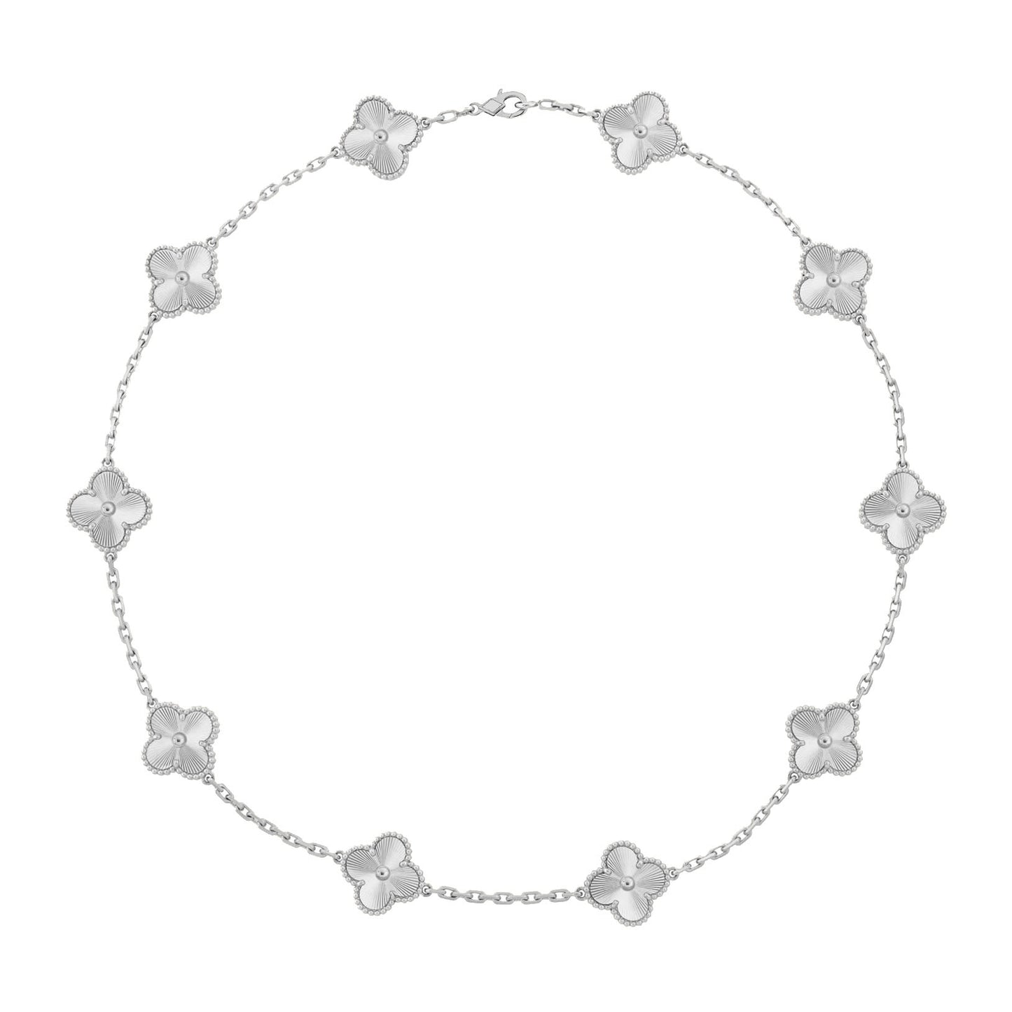 Eliph Multi Clover Necklace - Sliver Guilloché